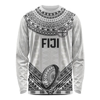 Custom Rugby Fiji National Heritage Long Sleeve Shirt White Traditional Masi Inspired