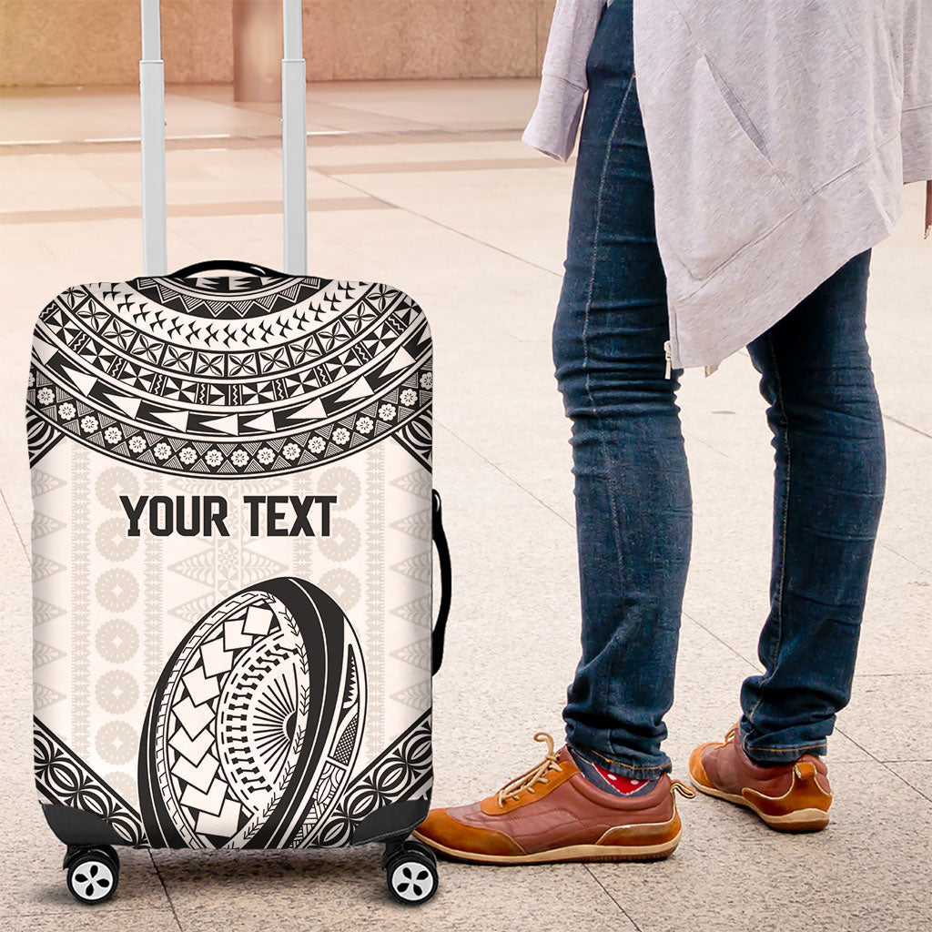 Custom Rugby Fiji National Heritage Luggage Cover White Traditional Masi Inspired