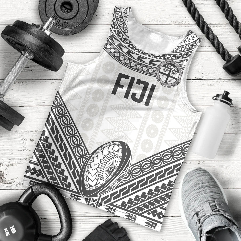 Custom Rugby Fiji National Heritage Men Tank Top White Traditional Masi Inspired