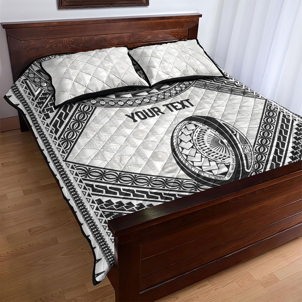 Custom Rugby Fiji National Heritage Quilt Bed Set White Traditional Masi Inspired