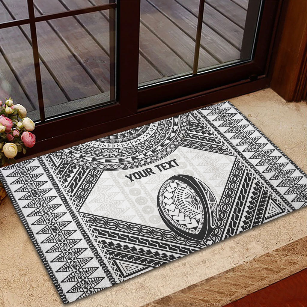 Custom Rugby Fiji National Heritage Rubber Doormat White Traditional Masi Inspired