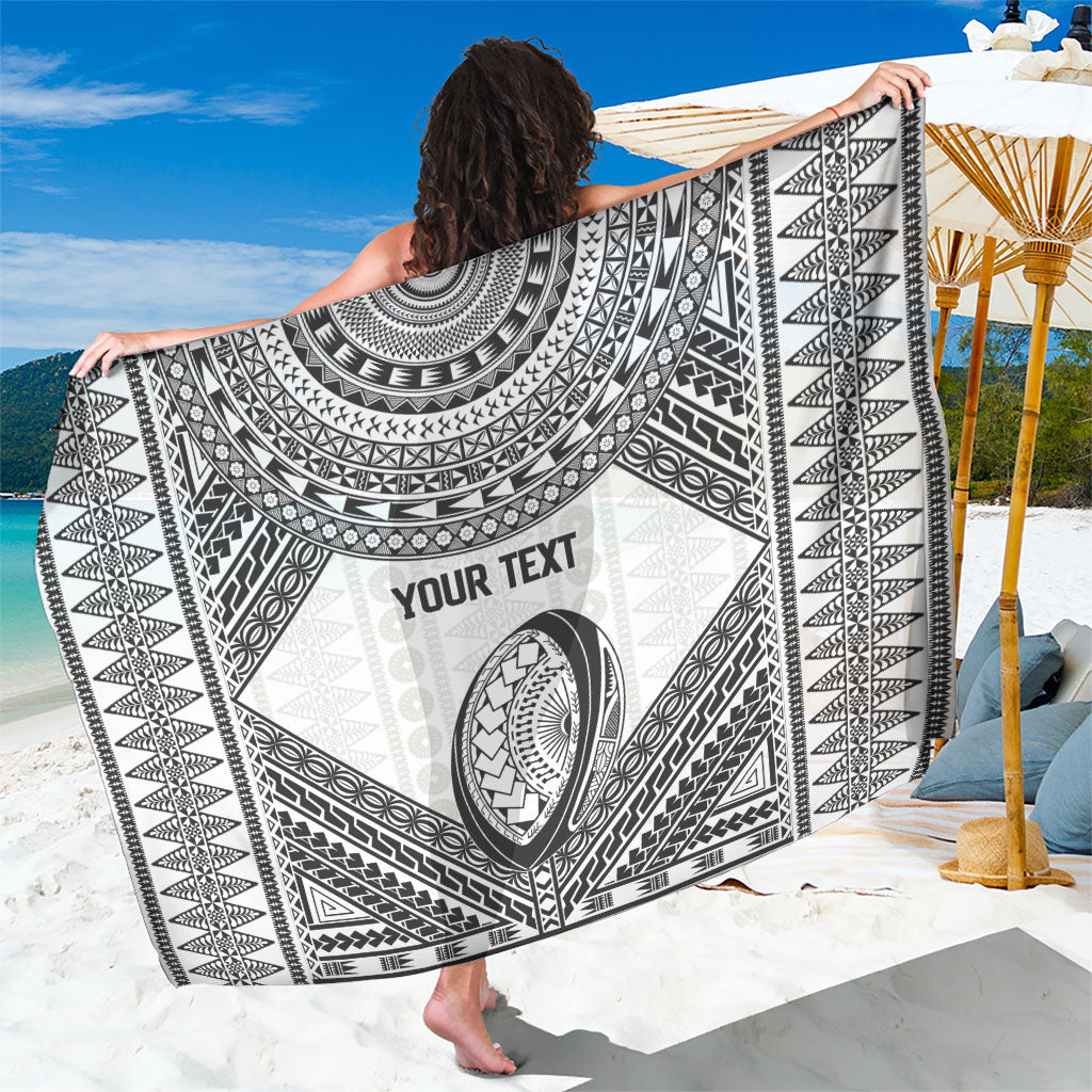 Custom Rugby Fiji National Heritage Sarong White Traditional Masi Inspired LT9 One Size 44 x 66 inches White - Polynesian Pride