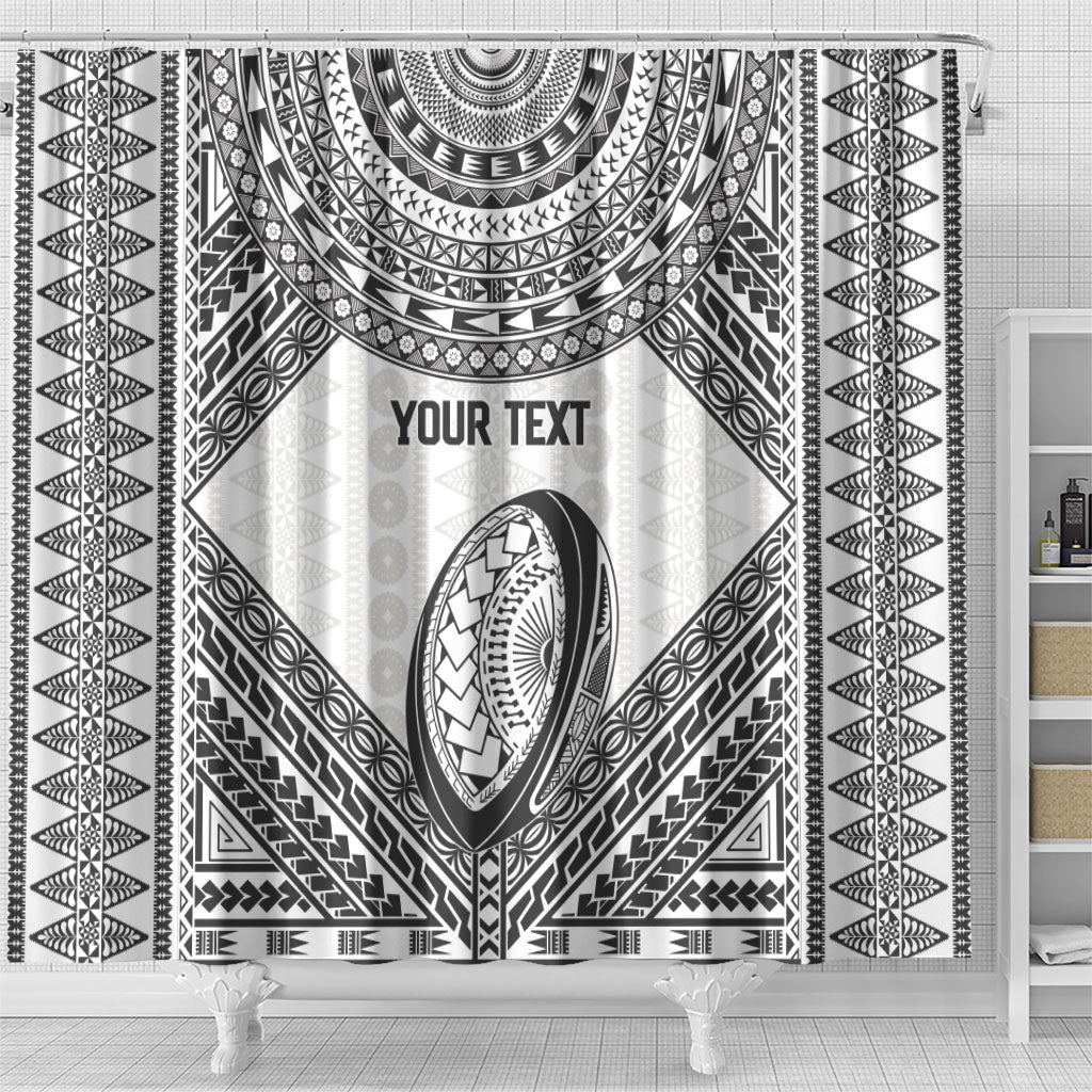 Custom Rugby Fiji National Heritage Shower Curtain White Traditional Masi Inspired