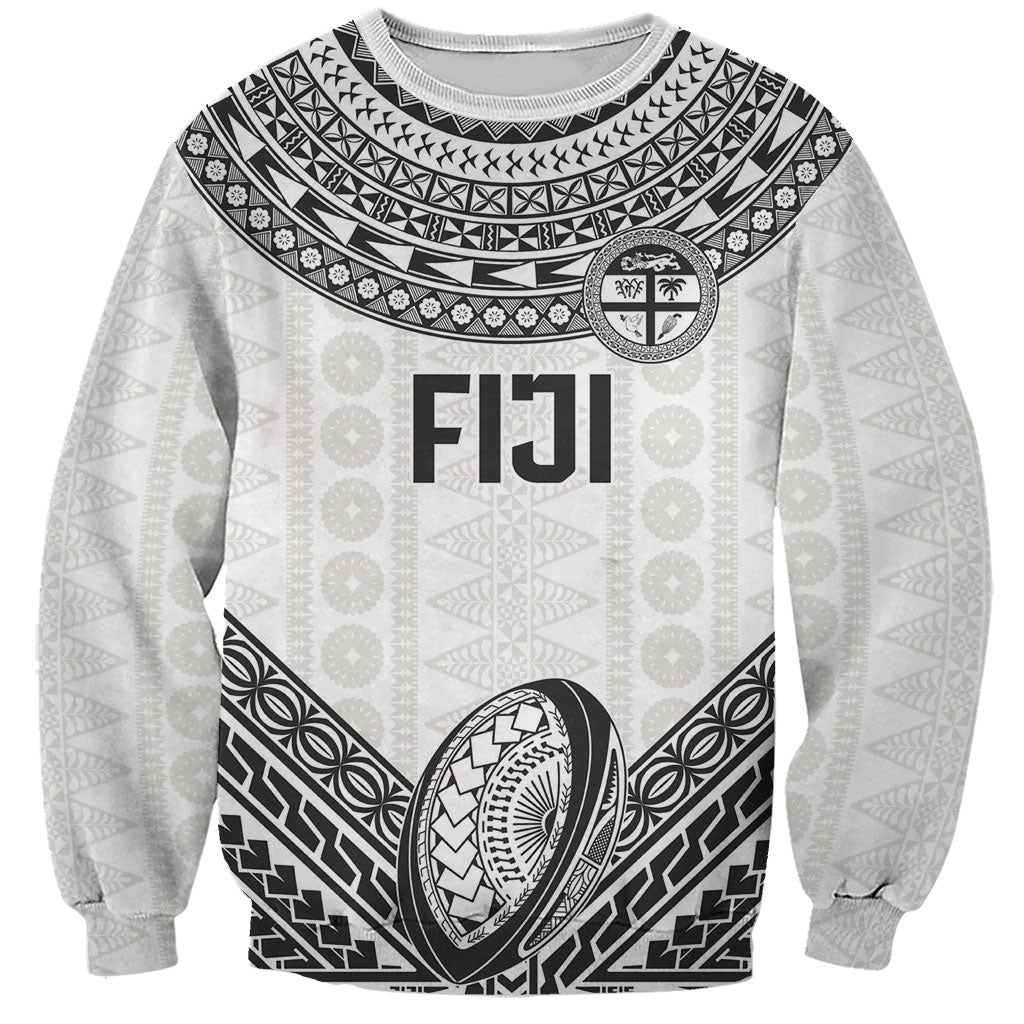 Custom Rugby Fiji National Heritage Sweatshirt White Traditional Masi Inspired