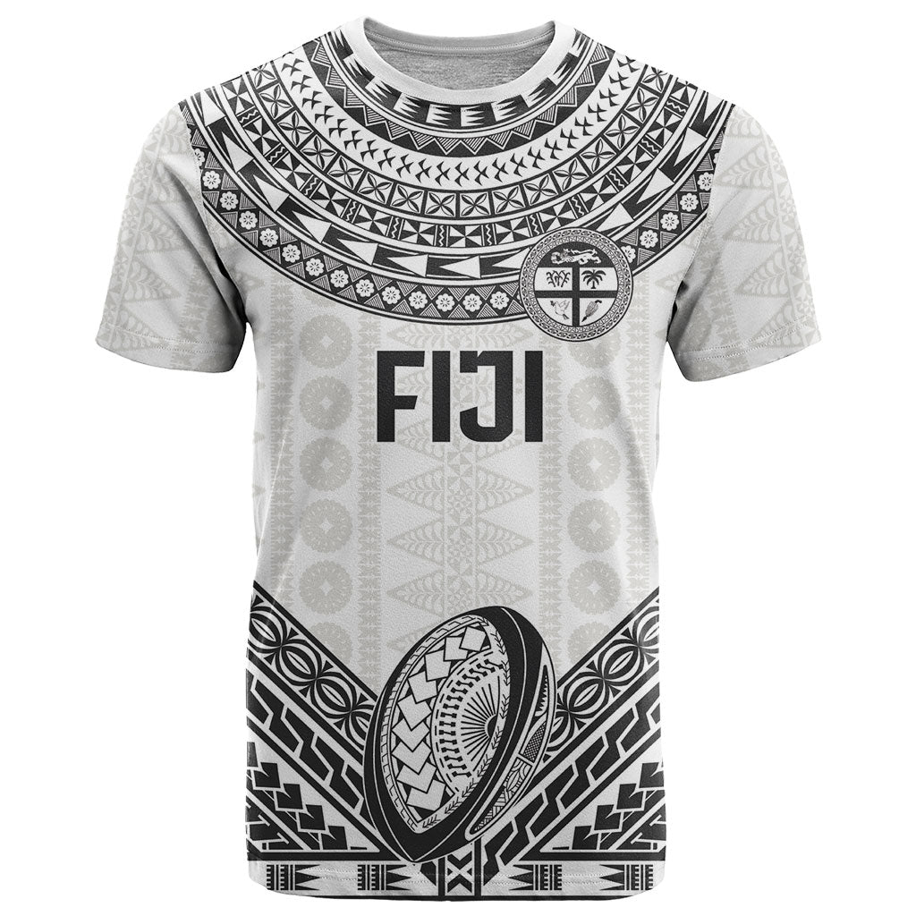 Custom Rugby Fiji National Heritage T Shirt White Traditional Masi Inspired