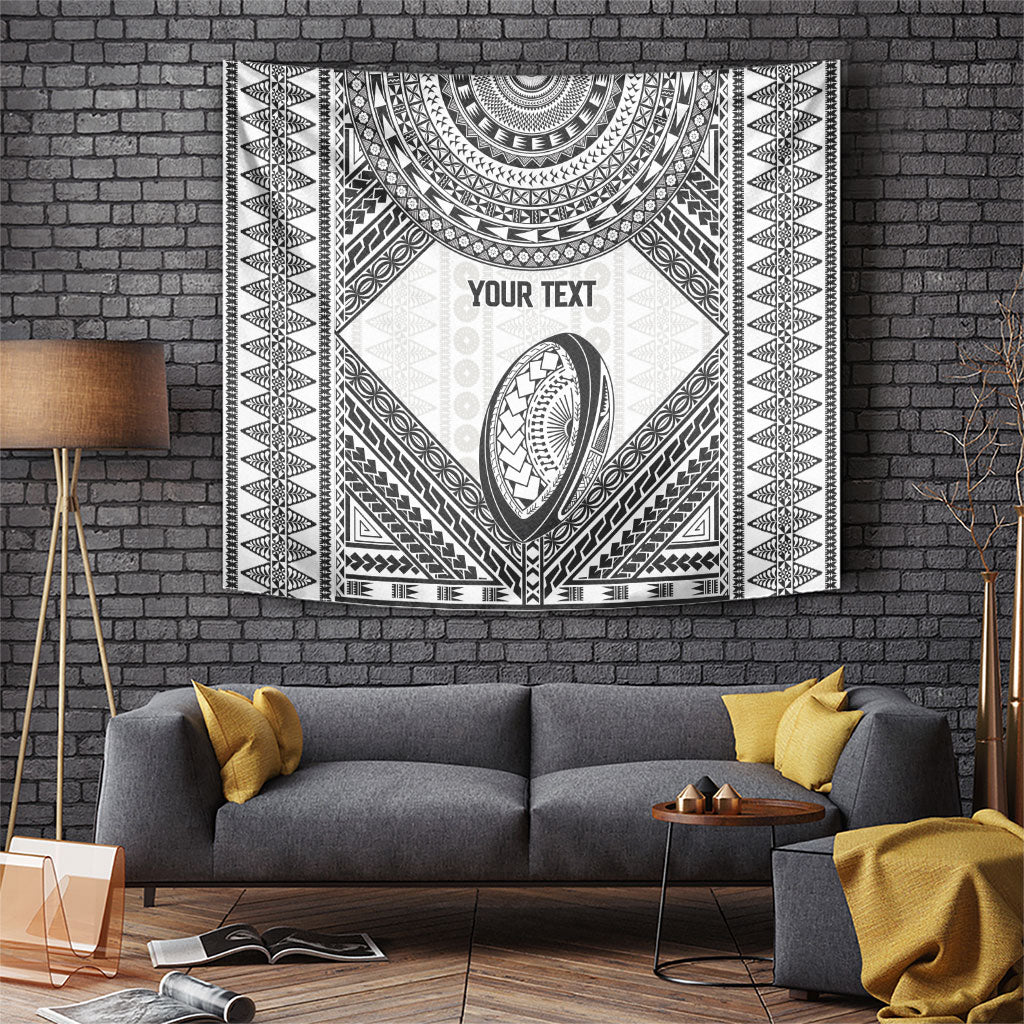 Custom Rugby Fiji National Heritage Tapestry White Traditional Masi Inspired