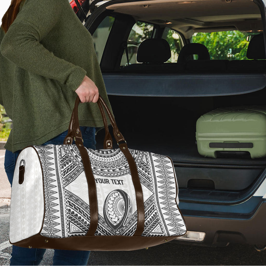 Custom Rugby Fiji National Heritage Travel Bag White Traditional Masi Inspired
