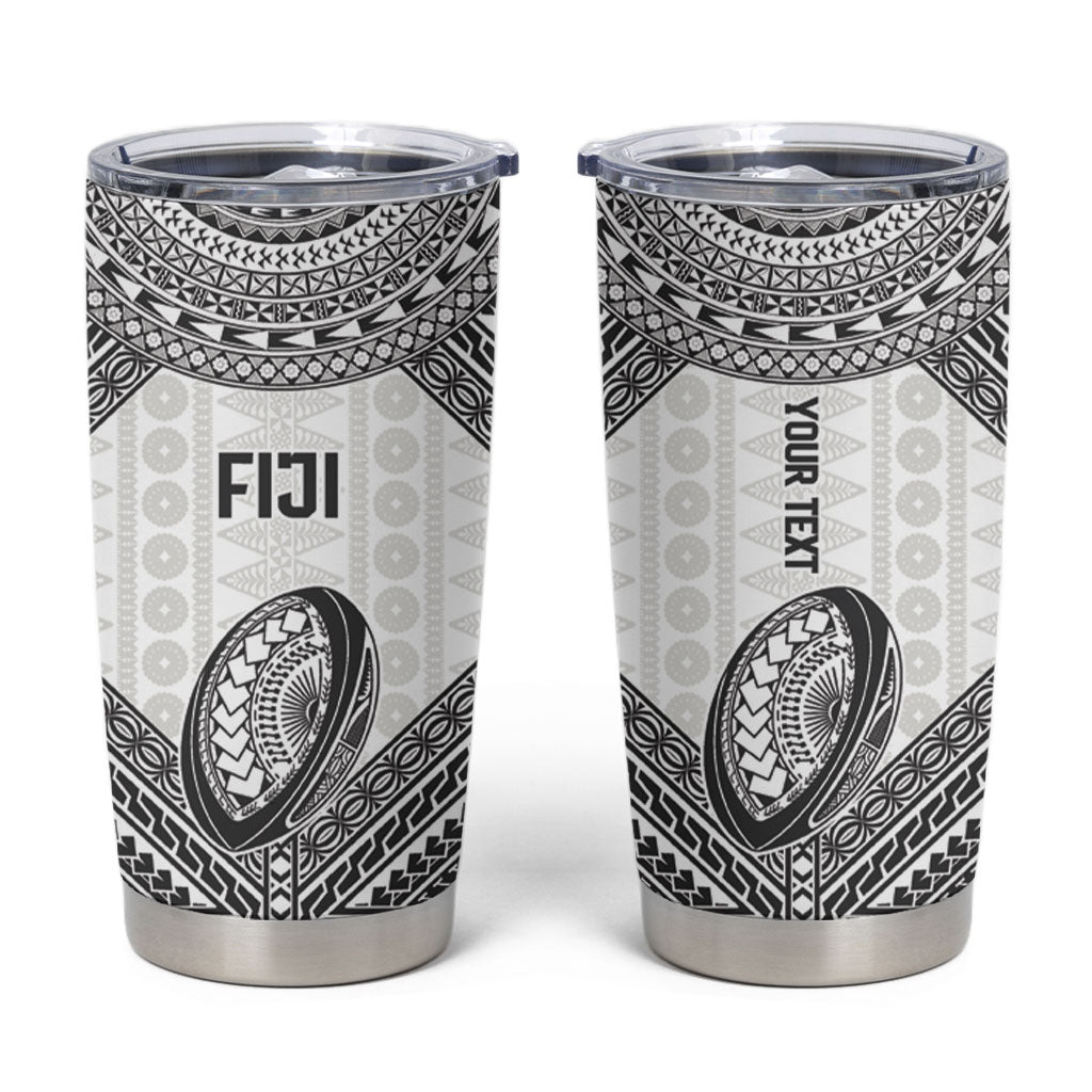 Custom Rugby Fiji National Heritage Tumbler Cup White Traditional Masi Inspired