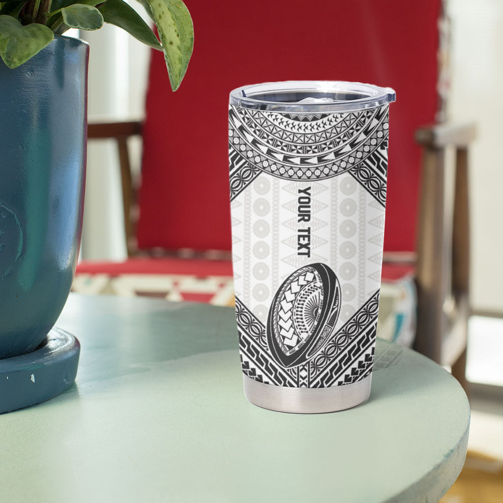 Custom Rugby Fiji National Heritage Tumbler Cup White Traditional Masi Inspired