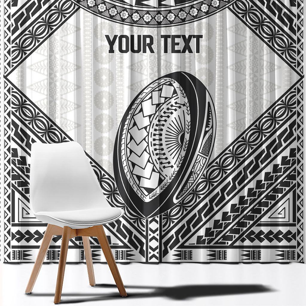 Custom Rugby Fiji National Heritage Window Curtain White Traditional Masi Inspired