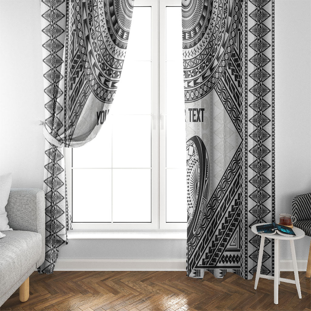 Custom Rugby Fiji National Heritage Window Curtain White Traditional Masi Inspired