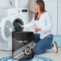 Custom Rugby Fiji Laundry Basket Black Traditional Masi Inspired