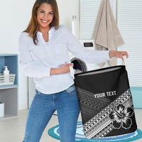 Custom Rugby Fiji Laundry Basket Black Traditional Masi Inspired