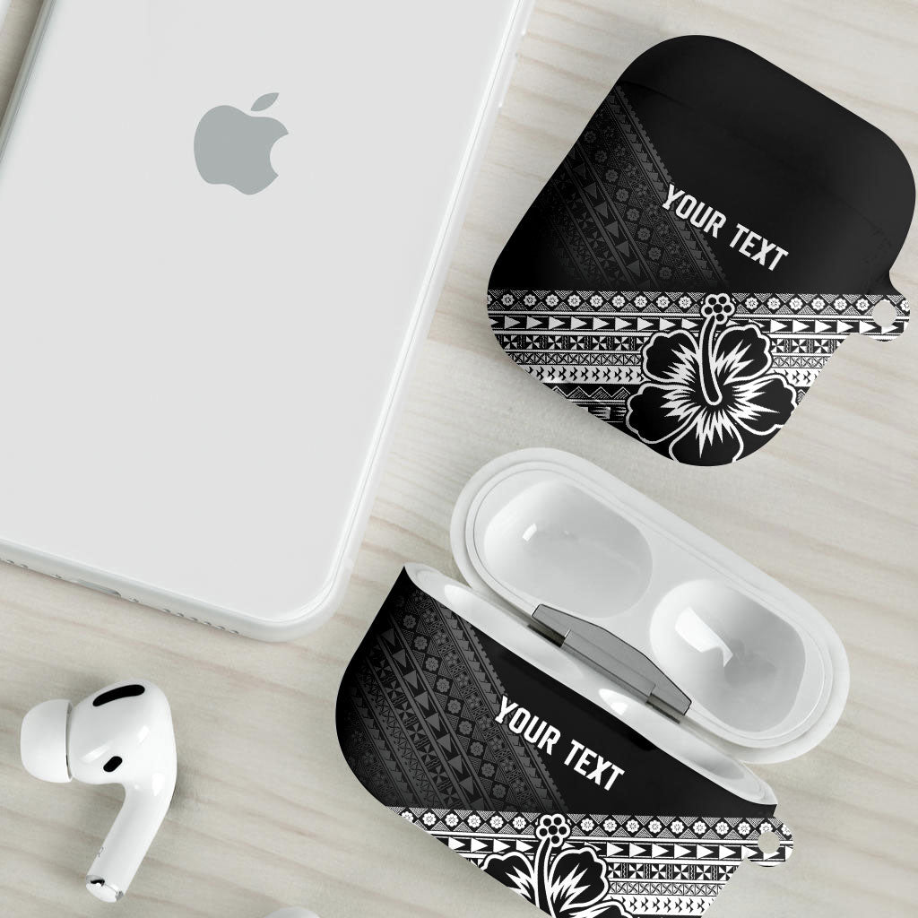 Custom Rugby Fiji AirPods Case Black Traditional Masi Inspired