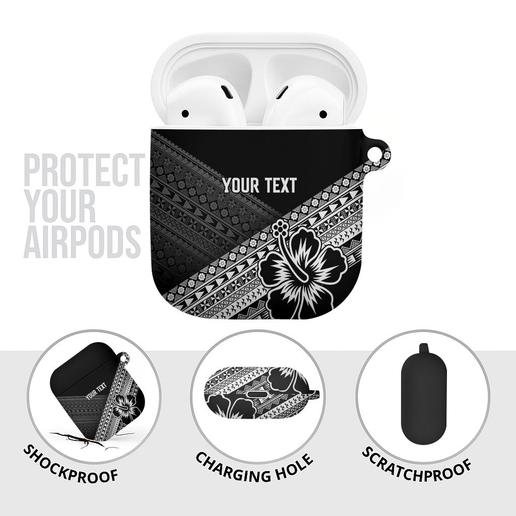 Custom Rugby Fiji AirPods Case Black Traditional Masi Inspired