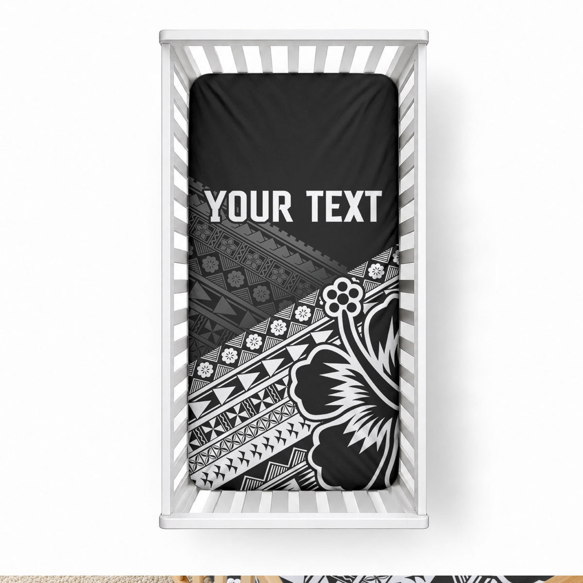 Custom Rugby Fiji Baby Bed Cover Black Traditional Masi Inspired LT9 28 × 52 in Black - Polynesian Pride