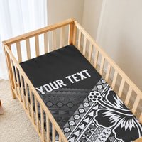 Custom Rugby Fiji Baby Bed Cover Black Traditional Masi Inspired LT9 - Polynesian Pride