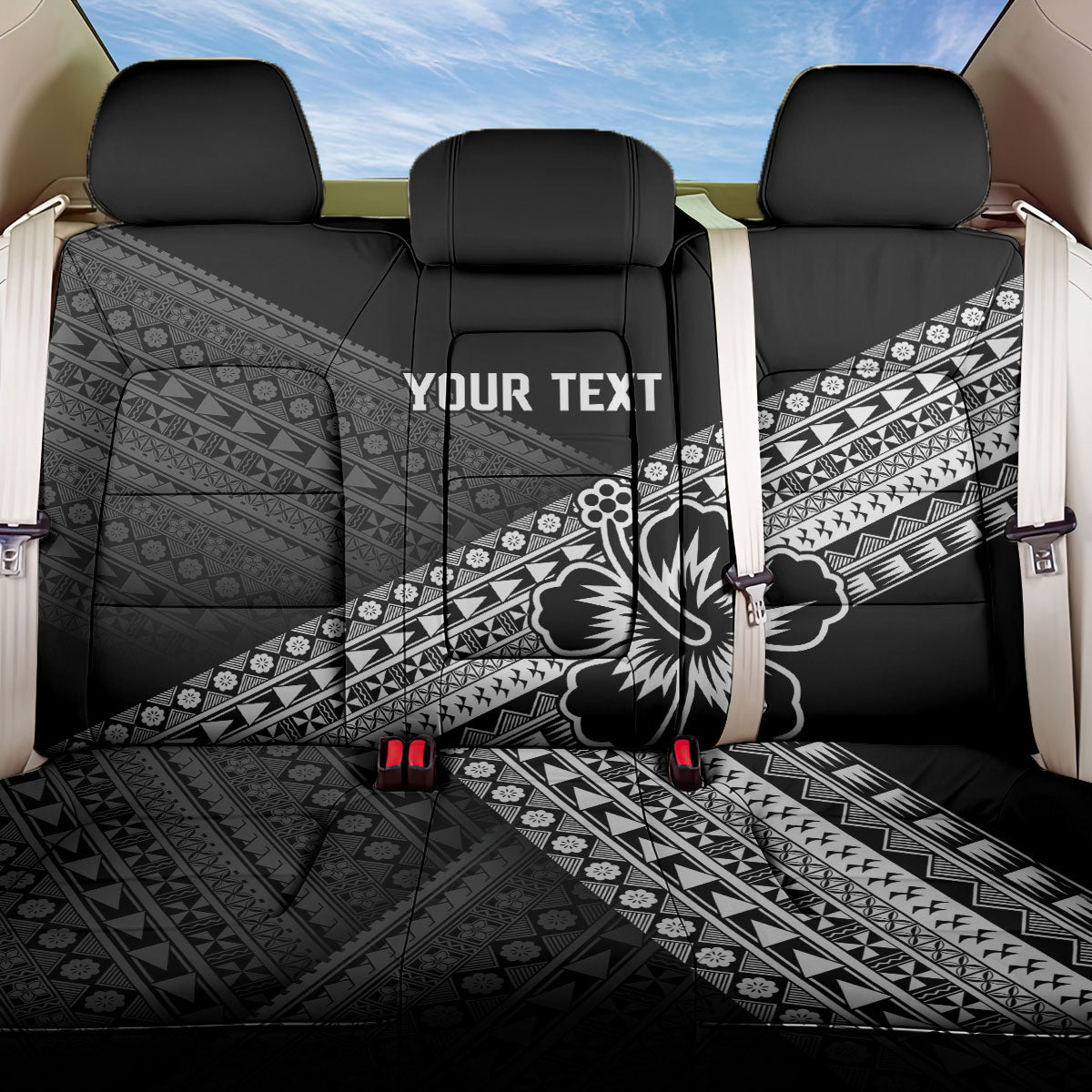 Custom Rugby Fiji Back Car Seat Cover Black Traditional Masi Inspired