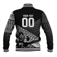 Custom Rugby Fiji Baseball Jacket Black Traditional Masi Inspired