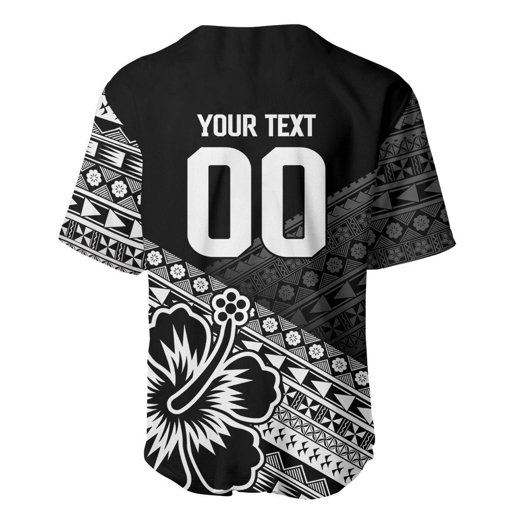 Custom Rugby Fiji Baseball Jersey Black Traditional Masi Inspired