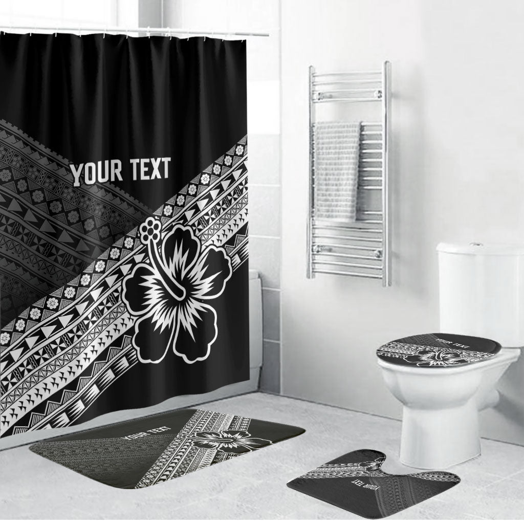 Custom Rugby Fiji Bathroom Set Black Traditional Masi Inspired
