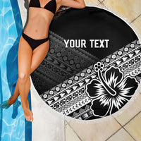 Custom Rugby Fiji Beach Blanket Black Traditional Masi Inspired