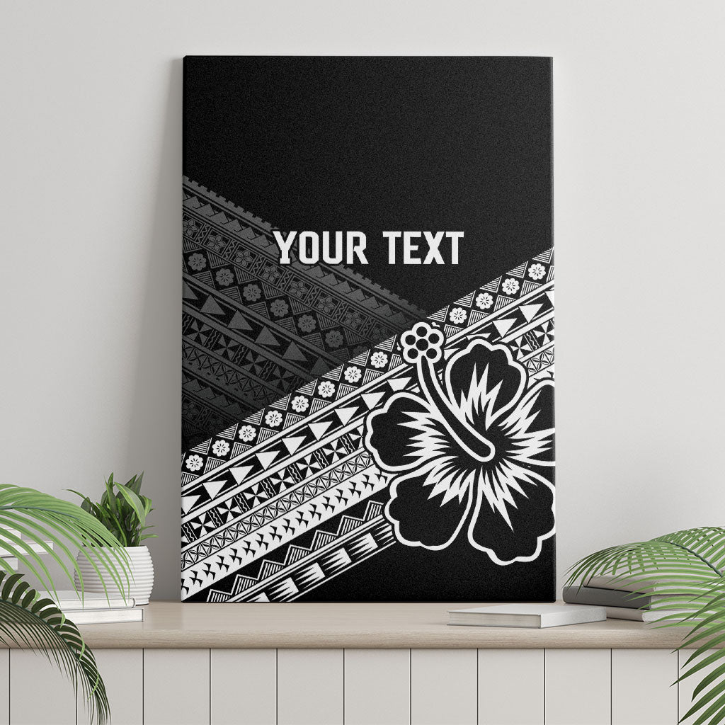 Custom Rugby Fiji Canvas Wall Art Black Traditional Masi Inspired