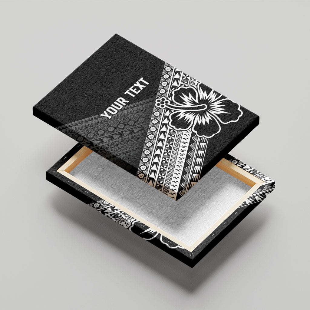Custom Rugby Fiji Canvas Wall Art Black Traditional Masi Inspired