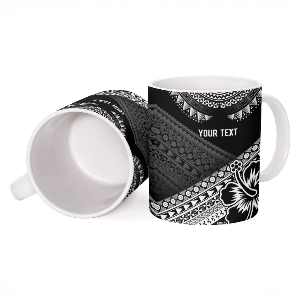 Custom Rugby Fiji Ceramic Mug Black Traditional Masi Inspired