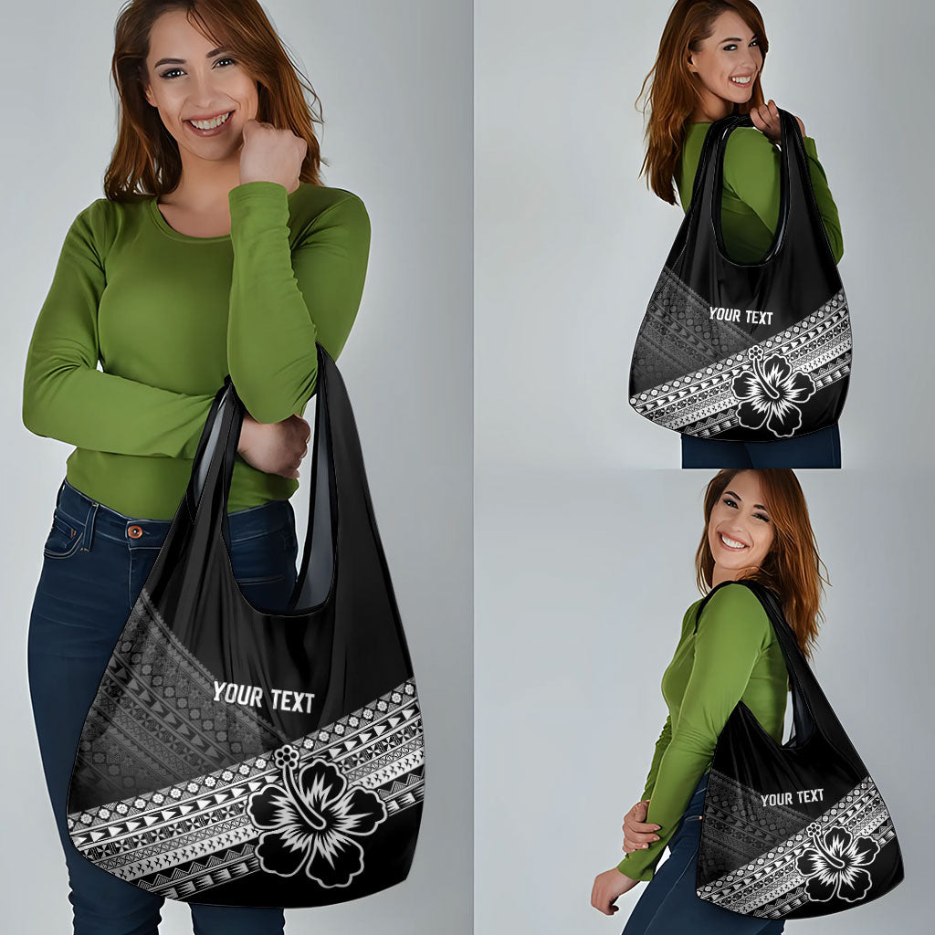 Custom Rugby Fiji Grocery Bag Black Traditional Masi Inspired