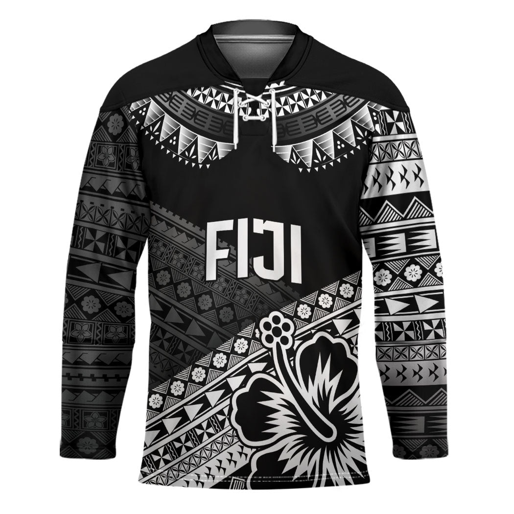 Custom Rugby Fiji Hockey Jersey Black Traditional Masi Inspired