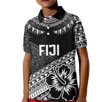 Custom Rugby Fiji Kid Polo Shirt Black Traditional Masi Inspired