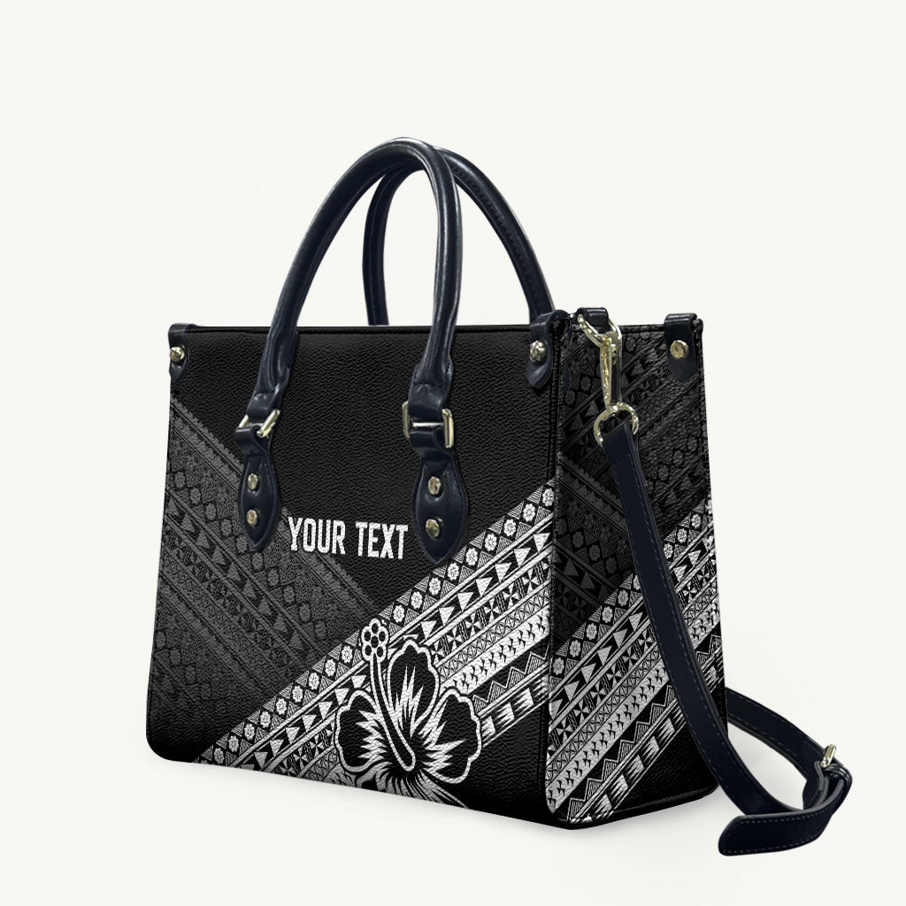 Custom Rugby Fiji Leather Bag Black Traditional Masi Inspired