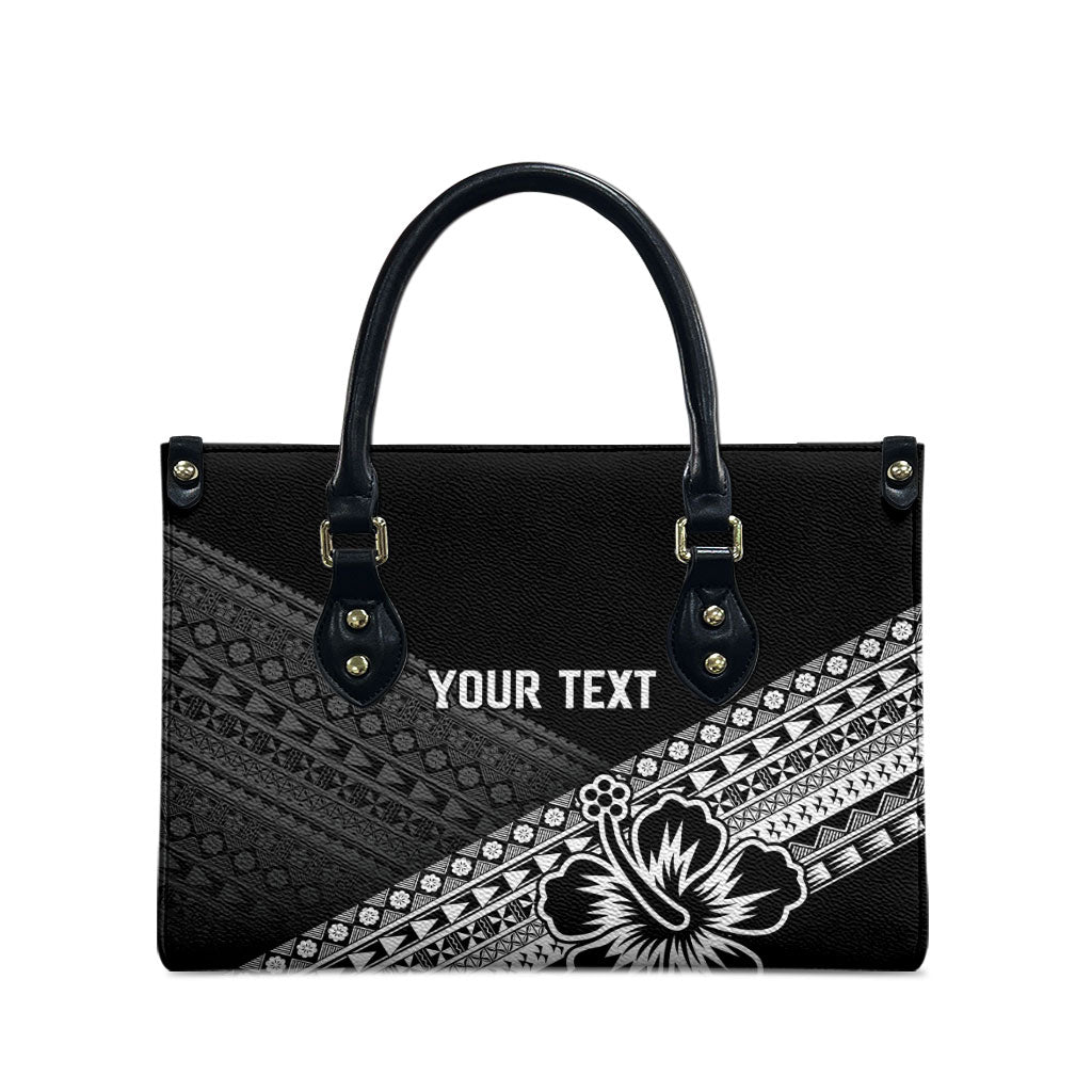 Custom Rugby Fiji Leather Bag Black Traditional Masi Inspired