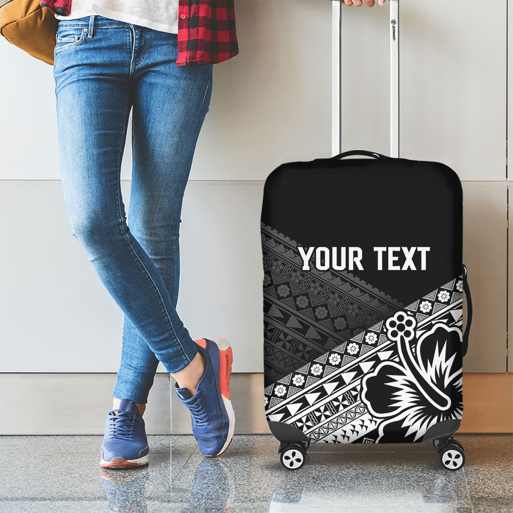 Custom Rugby Fiji Luggage Cover Black Traditional Masi Inspired