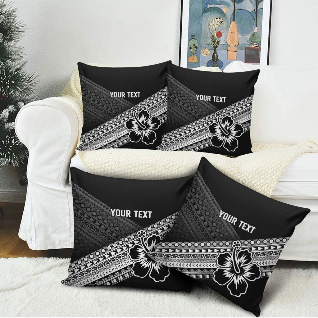 Custom Rugby Fiji Pillow Cover Black Traditional Masi Inspired