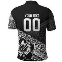 Custom Rugby Fiji Polo Shirt Black Traditional Masi Inspired