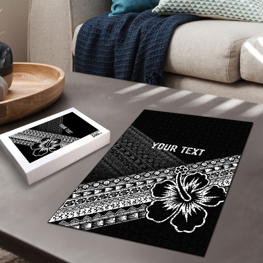 Custom Rugby Fiji Puzzle Black Traditional Masi Inspired