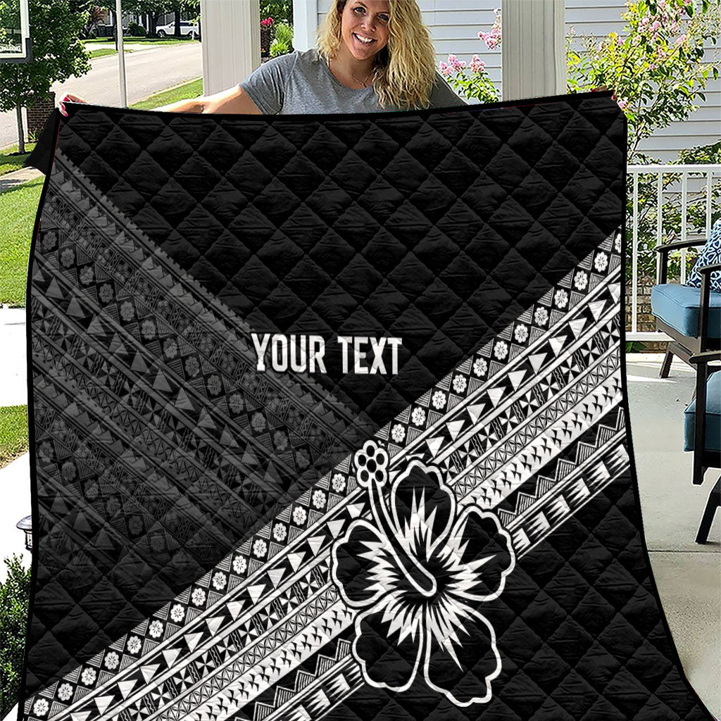 Custom Rugby Fiji Quilt Black Traditional Masi Inspired