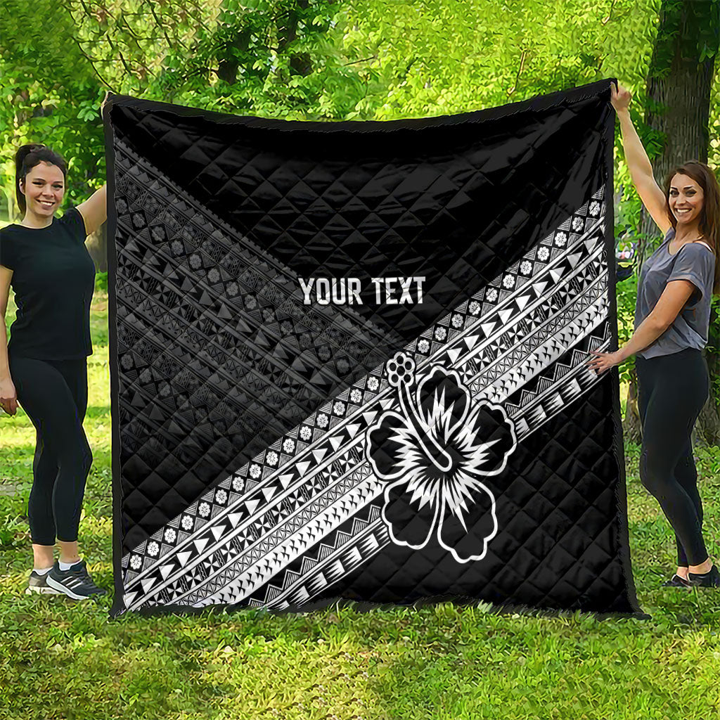 Custom Rugby Fiji Quilt Black Traditional Masi Inspired