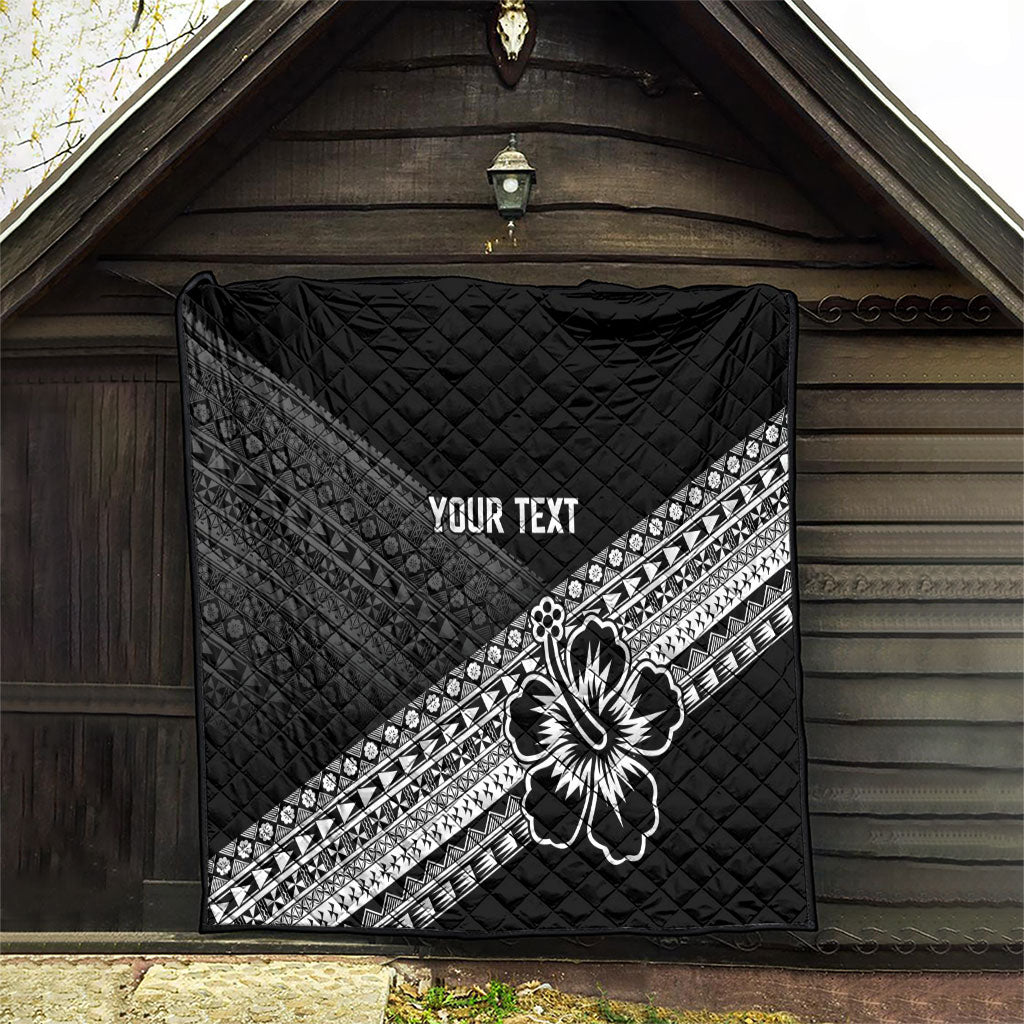 Custom Rugby Fiji Quilt Black Traditional Masi Inspired