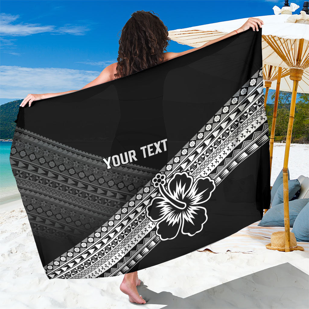 Custom Rugby Fiji Sarong Black Traditional Masi Inspired LT9 One Size 44 x 66 inches Black - Polynesian Pride