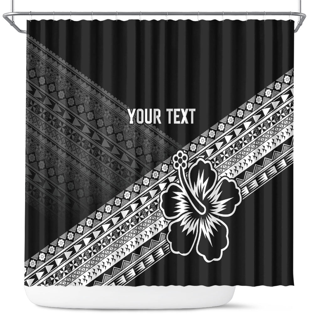 Custom Rugby Fiji Shower Curtain Black Traditional Masi Inspired