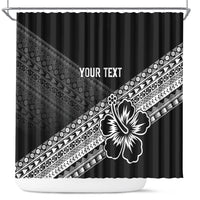 Custom Rugby Fiji Shower Curtain Black Traditional Masi Inspired