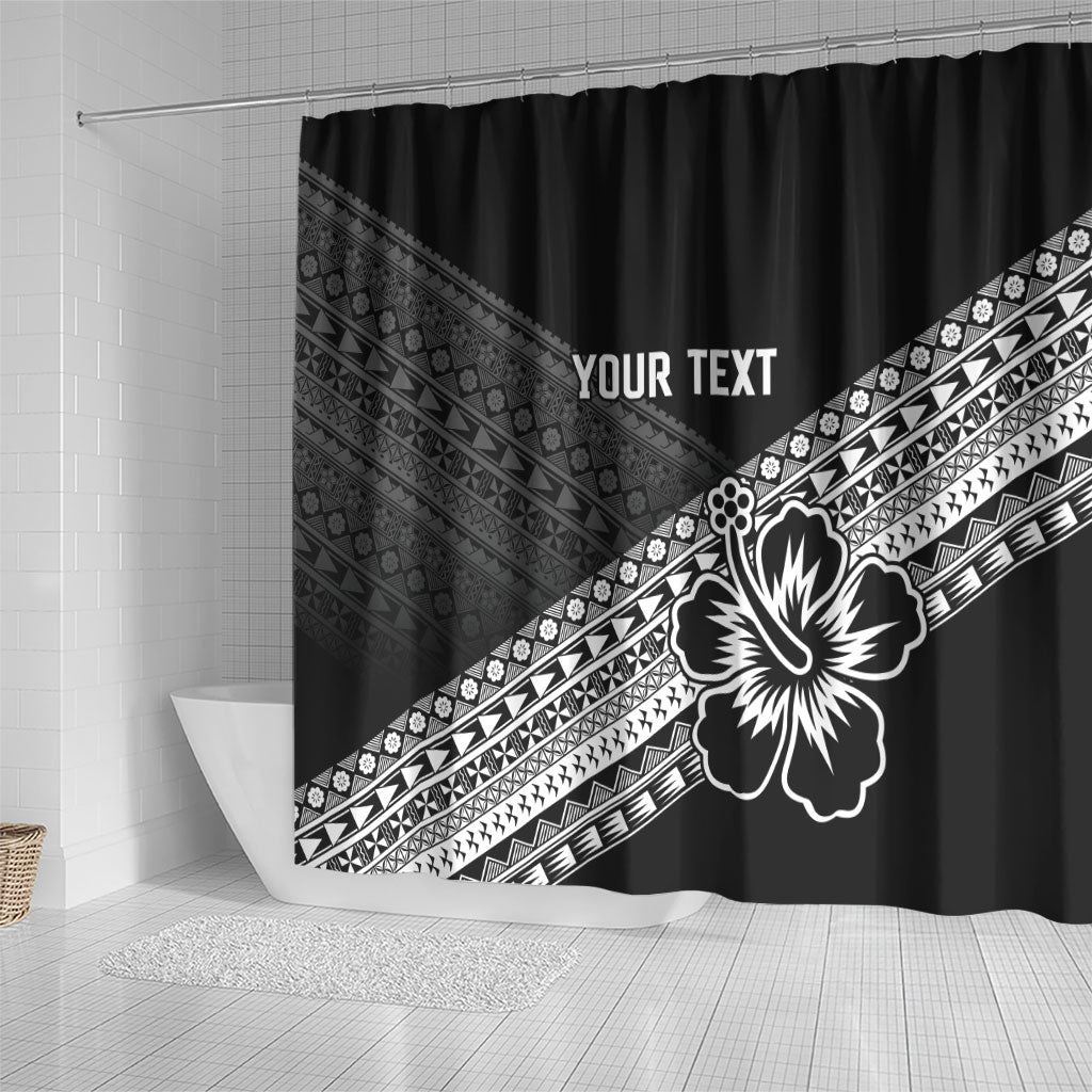 Custom Rugby Fiji Shower Curtain Black Traditional Masi Inspired
