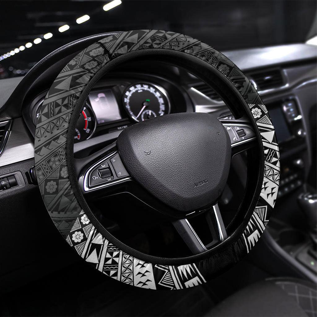Rugby Fiji Steering Wheel Cover Black Traditional Masi Inspired