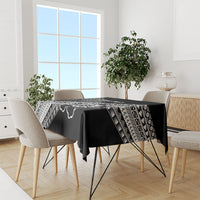 Custom Rugby Fiji Tablecloth Black Traditional Masi Inspired