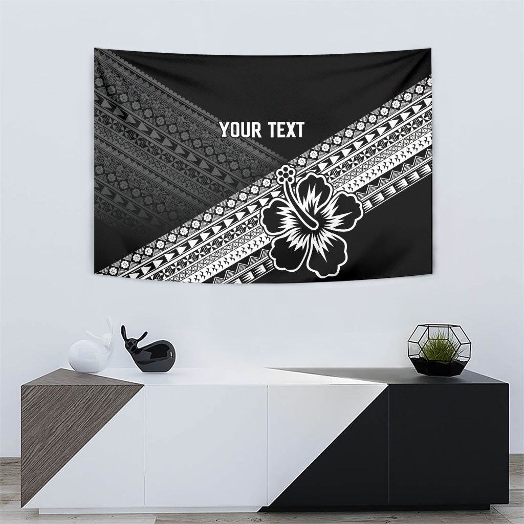 Custom Rugby Fiji Tapestry Black Traditional Masi Inspired