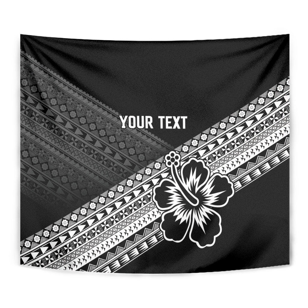 Custom Rugby Fiji Tapestry Black Traditional Masi Inspired