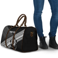 Custom Rugby Fiji Travel Bag Black Traditional Masi Inspired